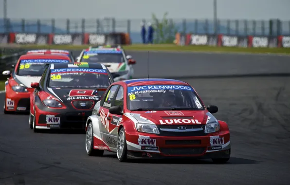 Background, Wallpaper, track, fight, Honda, Lada, Granta, Leon