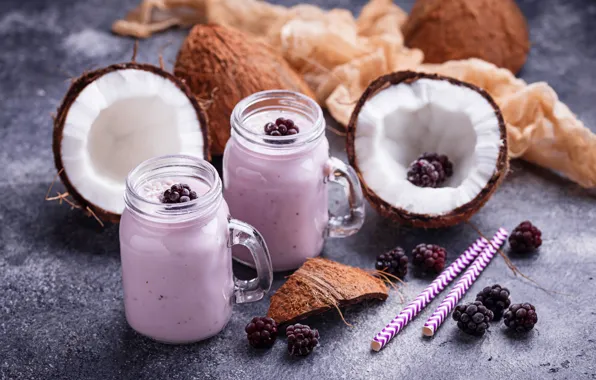 Picture berries, coconut, Breakfast, BlackBerry, yogurt