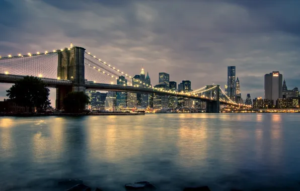 Picture Bridge, The city, New York, Manhattan, Brooklyn bridge