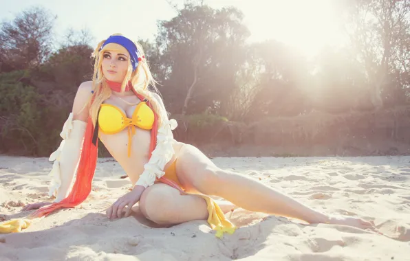 Picture girl, costume, sand