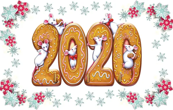 Holiday, new year, mouse, 2020, ginger biscuits, new year 2020