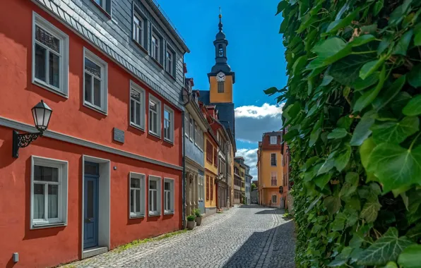 Street, building, home, Germany, bridge, Germany, ivy, Thuringia