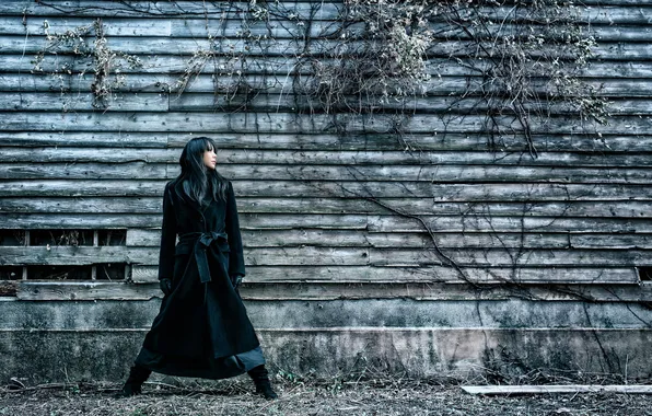 Girl, background, wall