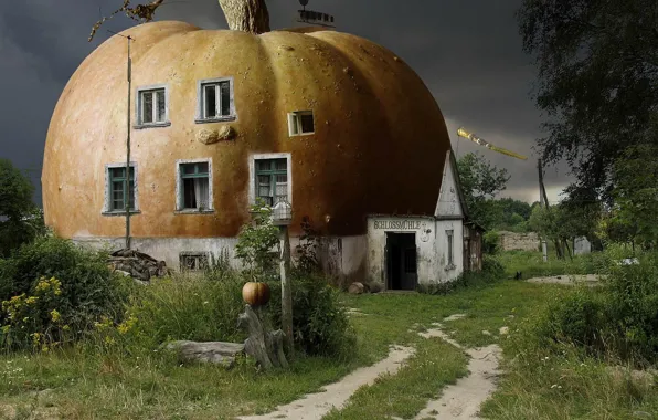 House, fantasy, pumpkin