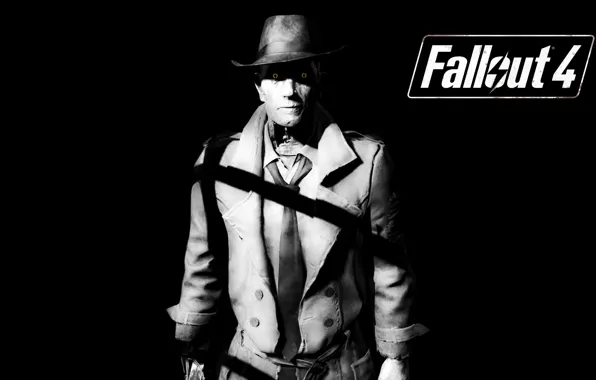 Wallpaper Dark Background Synthetic Fallout 4 Nick Valentine For   Fallout 4 Nick Valentine Dark 