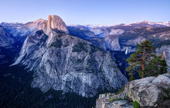 Forest, mountains, valley, CA, California, Yosemite national Park, Yosemite National Park, panorama
