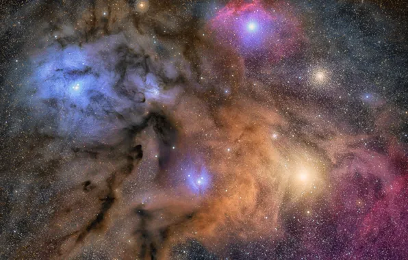 Space, space, stars, Molecular cloud, Rho Ophiuchus