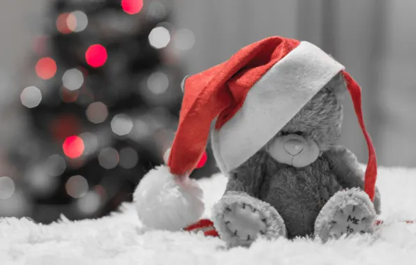 Picture holiday, hat, toy, tree, bear, bokeh