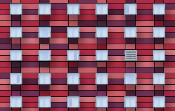 Wall, Windows, red facade