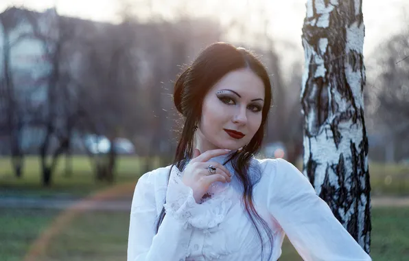 Look, nature, brunette, birch, AUTEL