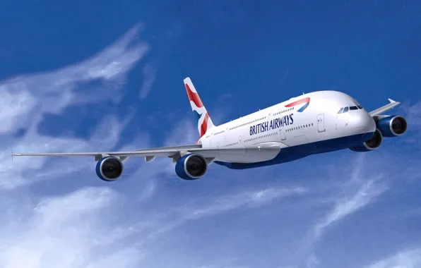 White, The plane, Wings, Aviation, A380, Airbus, In The Air, Flies