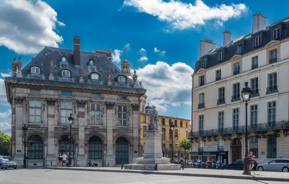 France, Paris, Clouds, Home, Monuments, Street lights, Town square