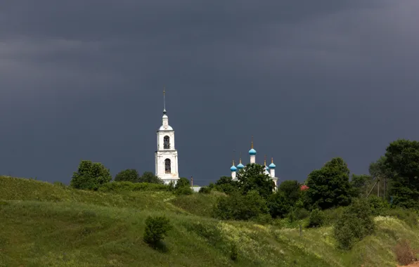 The storm, the sky, clouds, storm, Church, temple, Russia, Orthodoxy