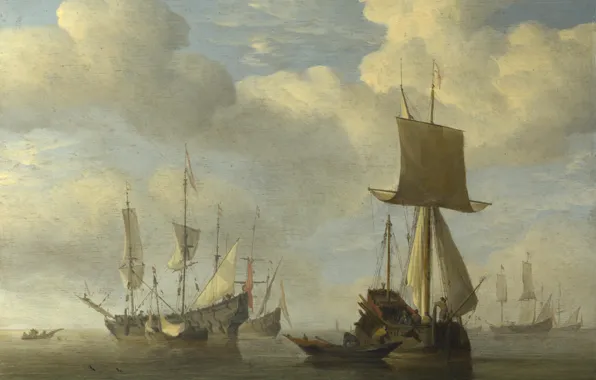 Picture ship, picture, sail, Willem van de Velde the Younger, An English Vessel and Dutch Ships …