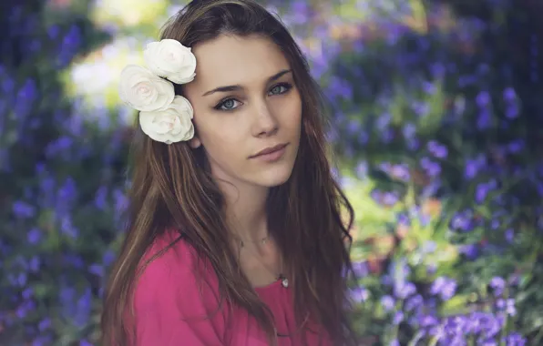 Look, girl, flowers, smile, hair, beautiful