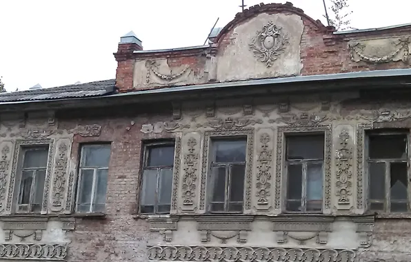 Abandoned house, mansion, stucco