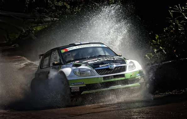 Picture water, squirt, rally, rally, s2000, skoda, fabia, irc