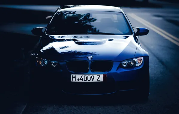 Road, blue, bmw, BMW, twilight, the front