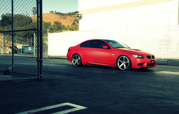 BMW, BMW, red, e92, The 3 series, frontside