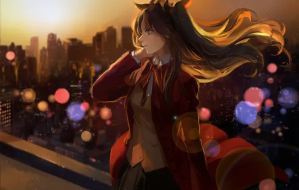 Girl, the evening, Rin, Tohsaka Rin, Fate stay night, Fate / Stay Night