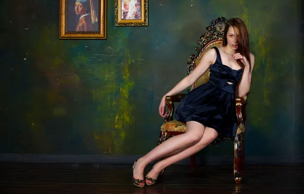 Long hair, studio, model, brunette, sexy woman, gorgeous, photoshoot, posing