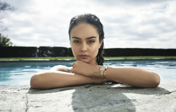 Picture look, pose, model, watch, pool, actress, Courtney Eaton, Courtney Eaton