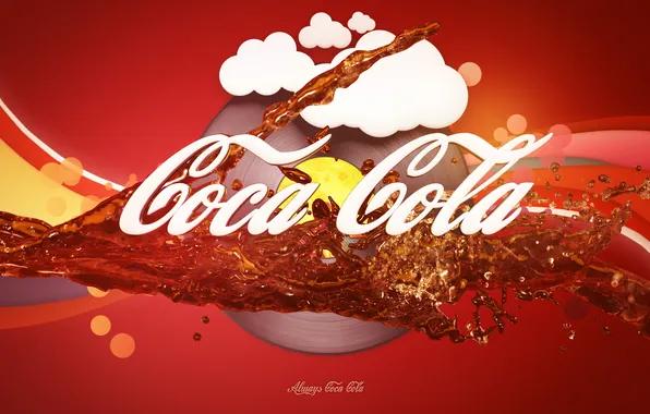 Picture clouds, logo, drink, Coca-Cola