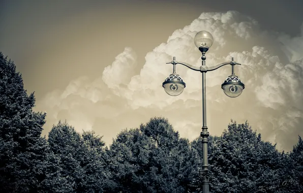 Clouds, the city, post, Saint Petersburg, lantern
