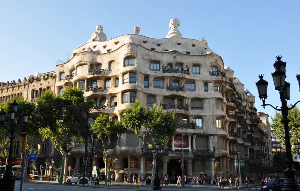The building, Spain, Barcelona, Barcelona, ​​Spain, La Pedrera, Casa Mila, Antoni Gaudí