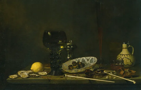 Picture, canvas, and Pipes, Still life with Goblet Flute Cruse, Jan Jans van de Velde …