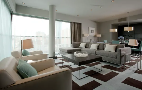 Design, the city, style, interior, living room, city apartment