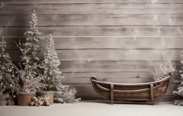 Winter, frost, snow, branches, retro, Board, Christmas, New year