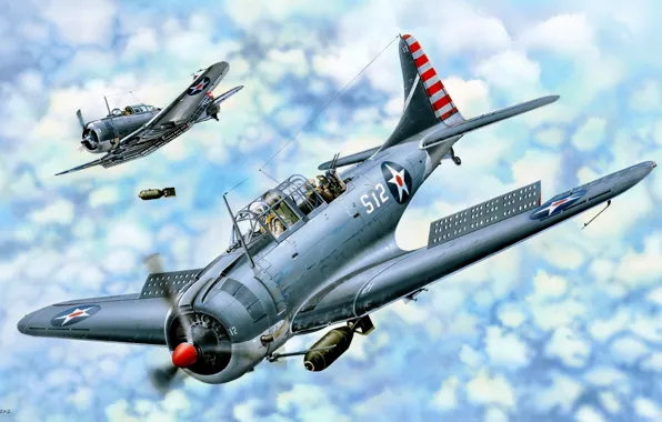 Picture USA, Deck, dive bomber, US Navy, Bomb, SBD Dauntless