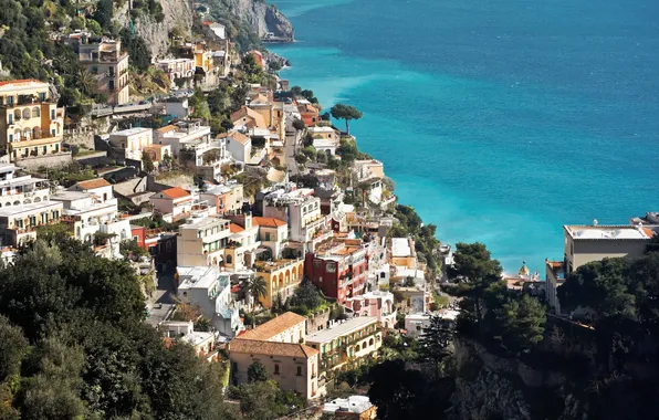 The city, photo, coast, home, Italy, top, Amalfi