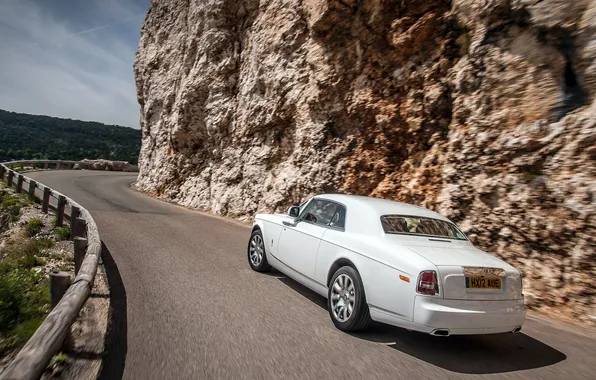 Picture Auto, Road, White, Phantom, Day, Rolls Royce, Coupe, Suite
