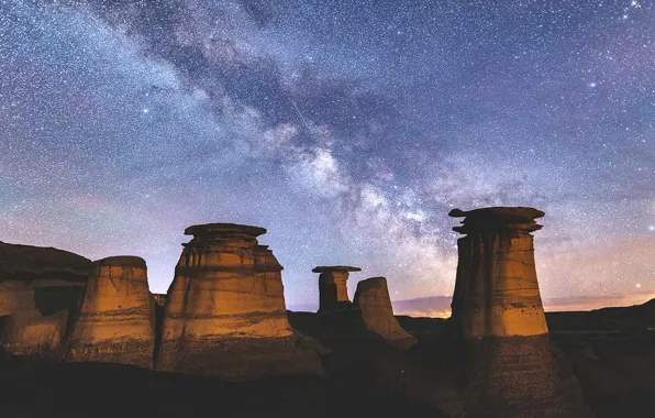 The sky, stars, Canada, Albert, The Milky Way, Badlands, Drumeler
