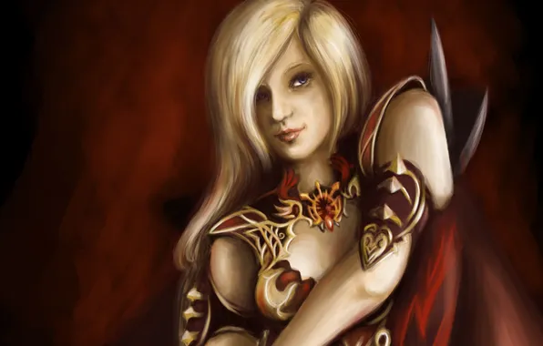 Picture girl, fantasy, art, blonde, armor