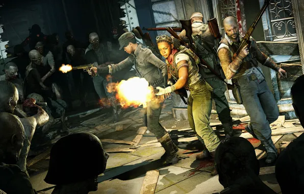 Girls, zombies, soldiers, men, undead, Zombie Army 4: Dead War