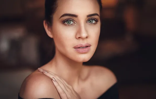 Portrait, makeup, brunette, hairstyle, bokeh, Jenna, Martin Kühn
