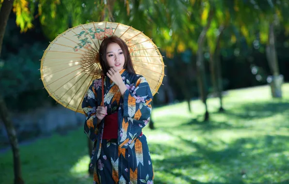 Picture girl, style, umbrella, outfit, girl, Asian, style, umbrella
