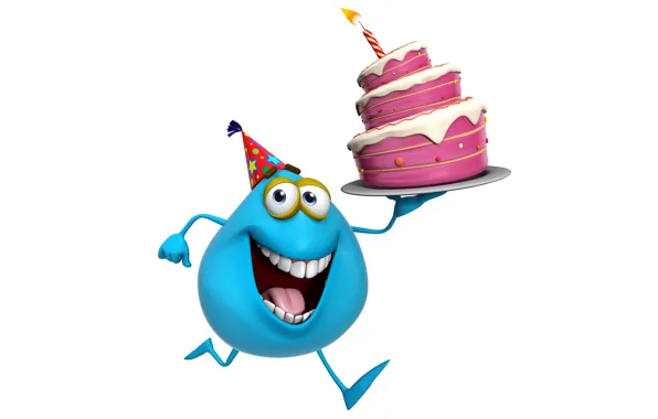 Picture monster, cake, monster, smile, cartoon, character, funny, cute