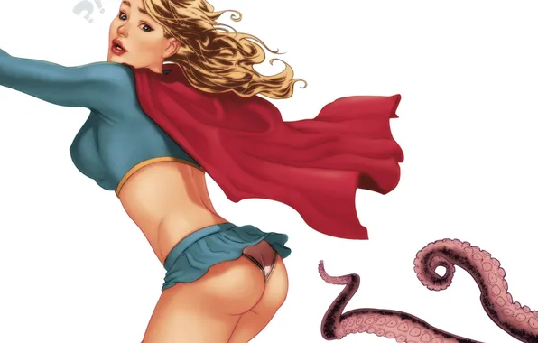 Ass, skirt, tentacle, Supergirl, attack, Super girl