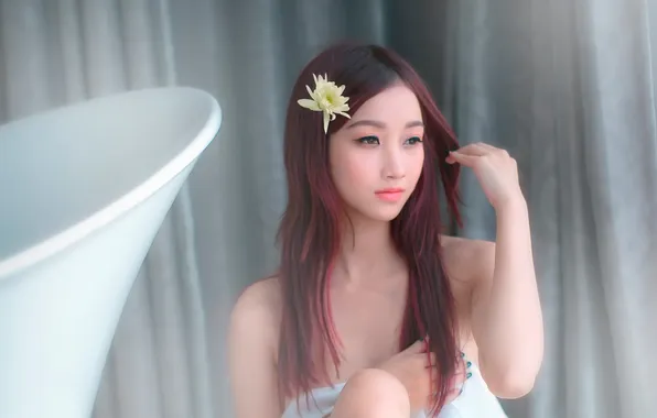 Picture flower, hair, Oriental girl, Hatphoenix