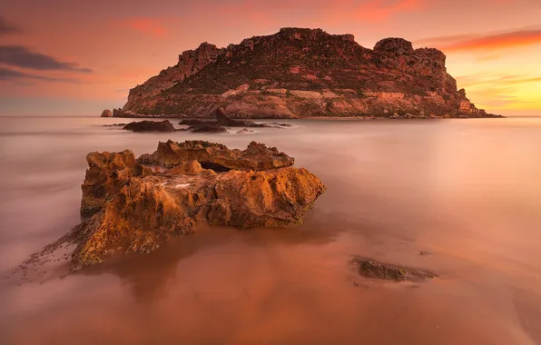 Picture sea, dawn, island, Spain, Svala