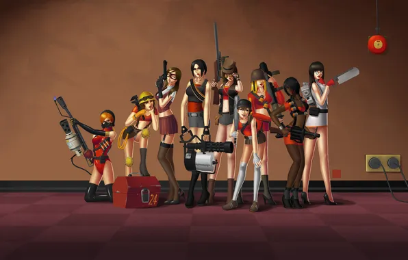 Picture pyro, girls, spy, games, art, medic, team fortress 2, tf2