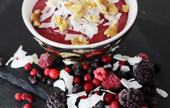 Berries, raspberry, nuts, dessert, BlackBerry, cereal, Kalina