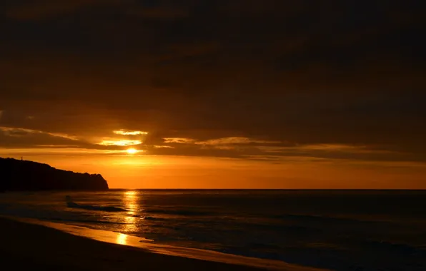 Sea, autumn, the sky, the sun, landscape, nature, the ocean, dawn