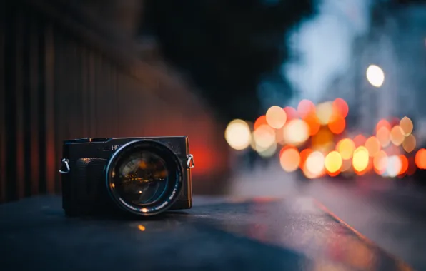 Macro, the city, the evening, blur, cameras, bokeh