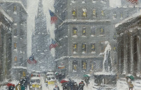 Picture winter, snow, street, home, picture, the urban landscape, Guy Carleton Wiggins, Guy Wiggins