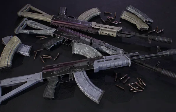 Rendering, weapons, tuning, Machine, Gun, weapon, render, Kalashnikov